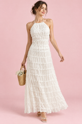 Robe longue plissée blanche