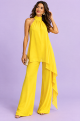 Ensemble pantalon fluide jaune avec top sans manches