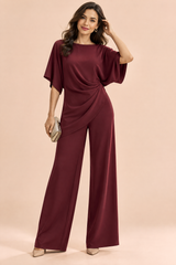 Ensemble pantalon bordeaux plissé effet portefeuille