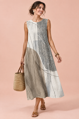 Robe midi écrue à imprimé floral