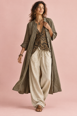 Ensemble olive rayé fluide