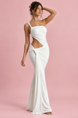 Robe asymétrique blanche à découpe