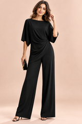 Ensemble pantalon noir plissé effet portefeuille