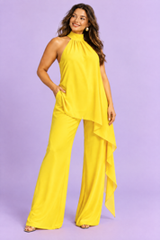 Ensemble pantalon fluide jaune sans manches | Porté sur une autre silhouette | Lounelle Paris