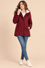 Parka bordeaux oversize à capuche
