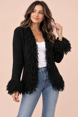 Gilet noir à franges