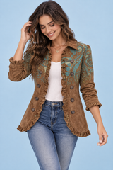Veste ajustée marron à imprimé léopard
