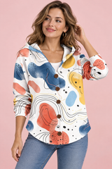 Gilet à capuche blanc à fleurs