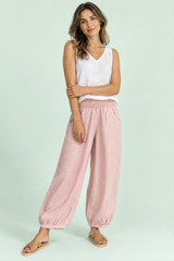 Pantalon rose court à jambes larges