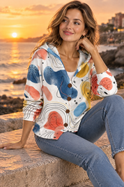 Gilet à capuche blanc à fleurs | Deuxième photo lifestyle | Lounelle Paris
