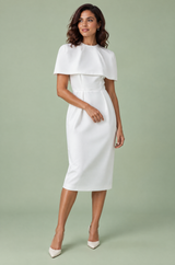 Robe midi blanche près du corps à encolure bateau