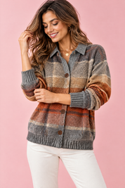 Gilet gris à carreaux avec col | Vue rapprochée | Lounelle Paris