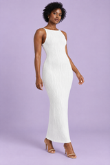 Robe longue moulante dos nu blanche