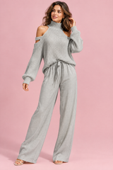 Ensemble pantalon deux pièces oversize gris à découpe