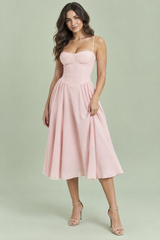 Robe bustier midi rose