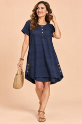 Blouse bleu marine oversize boutonnée devant