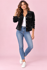 Veste-chemise noire à poches utilitaires