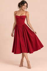 Robe bustier midi rouge