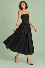Robe longue noire à corset | Vue de dos | Lounelle Paris