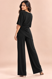 Ensemble pantalon noir plissé effet portefeuille | Vue de dos | Lounelle Paris