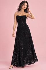 Robe longue fleurie noire