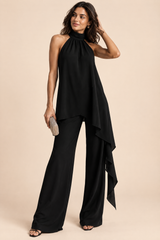 Ensemble pantalon fluide noir avec top sans manches