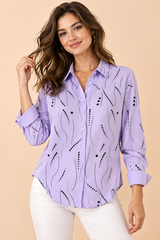 Chemise oversize lavande à imprimé cachemire