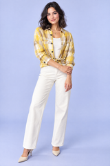 Chemise oversize boutonnée à carreaux jaune