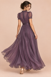 Robe longue violette à volants | Vue de dos | Lounelle Paris