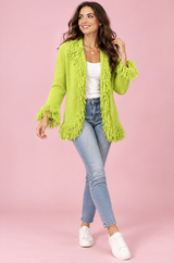 Gilet vert citron à franges