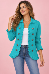 Veste ajustée turquoise à imprimé léopard