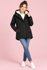 Parka noire oversize à capuche