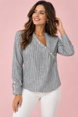 Blouse rayée asymétrique grise