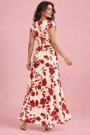 Robe longue écrue à fleurs et taille smockée | Vue de dos | Lounelle Paris