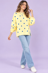 Sweat-shirt oversize jaune à pois