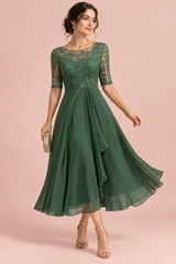 Robe en mousseline à corsage brodé vert forêt