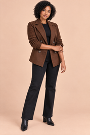 Blazer marron foncé croisé à revers | Porté sur une autre silhouette | Lounelle Paris