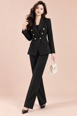 Tailleur-pantalon croisé noir