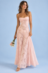 Robe longue fleurie rose