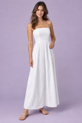 Robe longue bustier évasée blanche