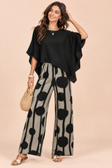 Ensemble pantalon noir à pois