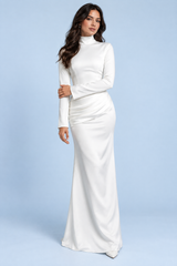Robe longue froncée blanche