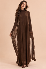 Robe marron dos nu avec cape