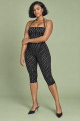 Combinaison pantalon ajustée à pois noire