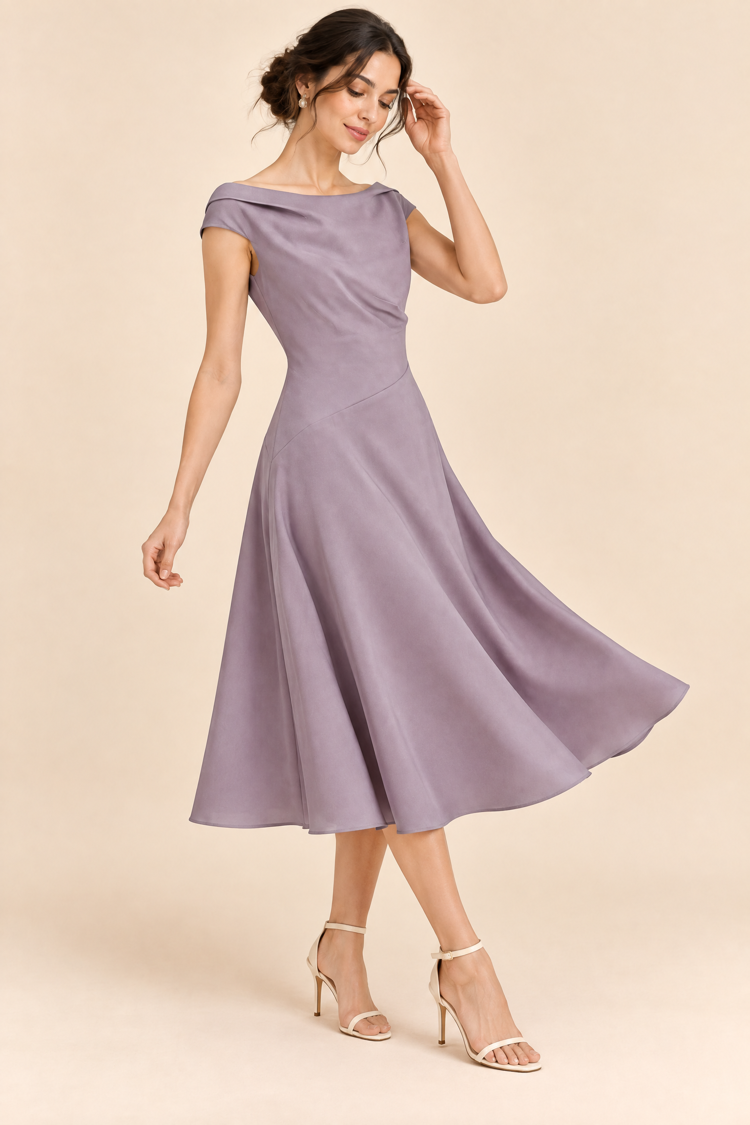 Robe trapèze violet jacinthe midi | Vue de dos | Lounelle Paris