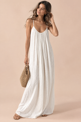 Robe longue fluide dos nu blanc cassé