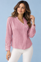 Blouse rayée asymétrique rose