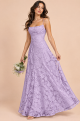Robe longue fleurie lavande à col bénitier