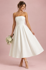 Robe midi patineuse bustier blanche