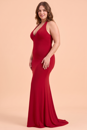 Robe longue rouge près du corps à décolleté V | Porté sur une autre silhouette | Lounelle Paris